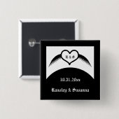Gotische bruiloft gevleugeld hart Custom Monogramm Vierkante Button 5,1 Cm (Voorkant /achterkant)