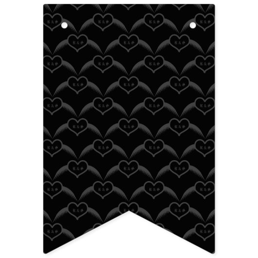 Gotische bruiloft gevleugeld hart Custom Monogramm Vlaggetjes (Derde vlag)