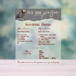 Gotische bruiloft handtekening Drinken Drinken Bar Acryl Bord