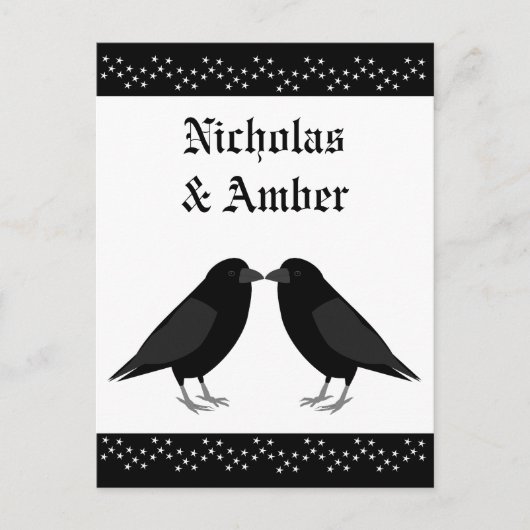 Gotische bruiloft kussen Ravens Custom Briefkaart (Voorkant)