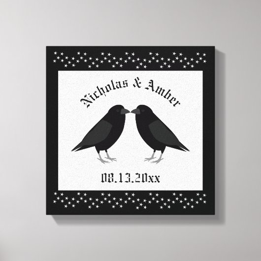 Gotische bruiloft kussen Ravens Custom Canvas Afdruk (Voorkant)