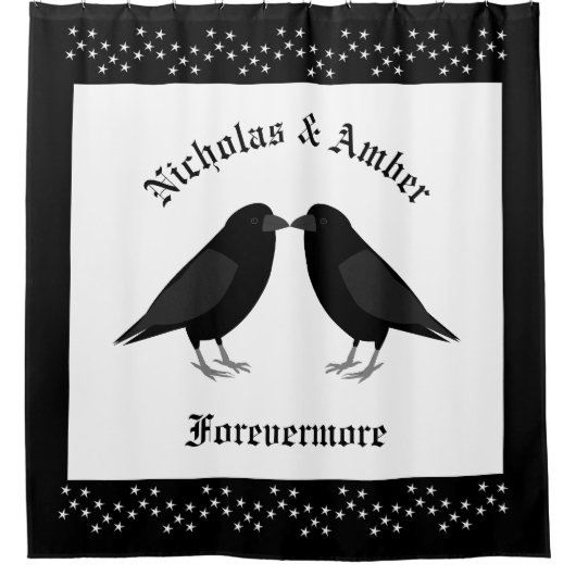 Gotische bruiloft kussen Ravens Custom Douchegordijn (Voorkant)