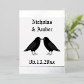 Gotische bruiloft kussen Ravens Custom Folie Uitnodiging (Staand Voorkant)