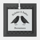 Gotische bruiloft kussen Ravens Custom Glas Ornament (Voorkant)