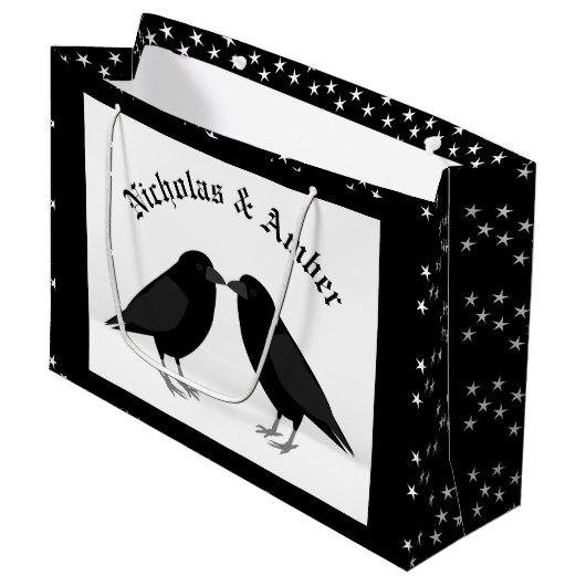 Gotische bruiloft kussen Ravens Custom Groot Cadeauzakje (Voorkant Gekanteld)