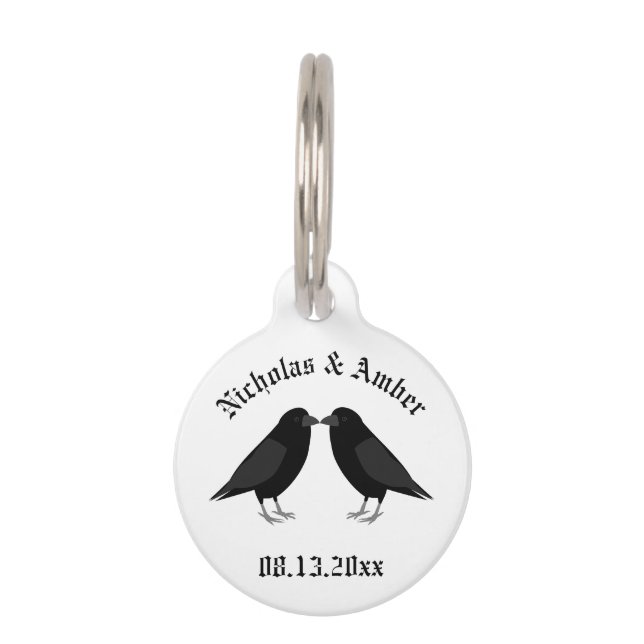 Gotische bruiloft kussen Ravens Custom Huisdierpenning (Voorkant)