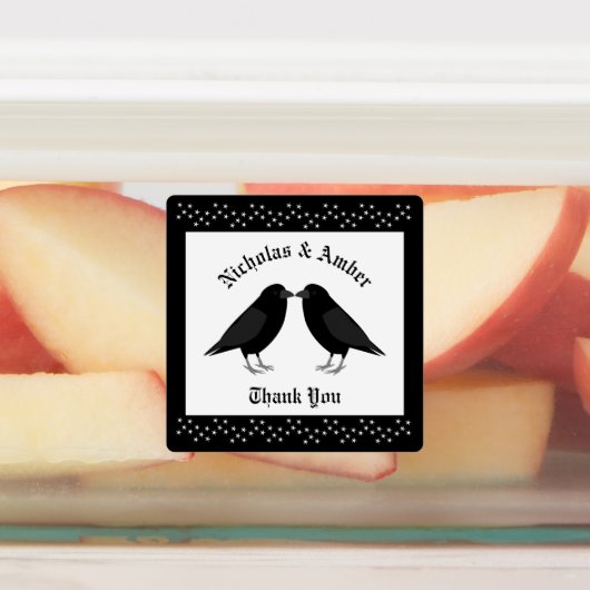Gotische bruiloft kussen Ravens Custom Labels (Aangebracht)