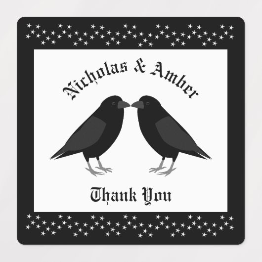 Gotische bruiloft kussen Ravens Custom Labels (Design 1)