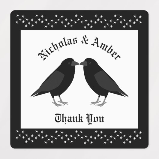 Gotische bruiloft kussen Ravens Custom Labels (Design 2)