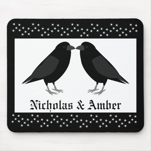 Gotische bruiloft kussen Ravens Custom Muismat (Voorkant)