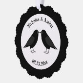 Gotische bruiloft kussen Ravens Custom Ornament Kaart (Links)