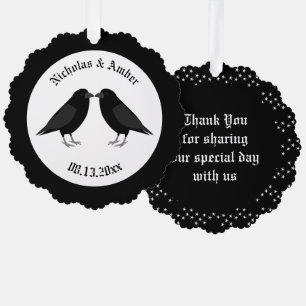 Gotische bruiloft kussen Ravens Custom Ornament Kaart