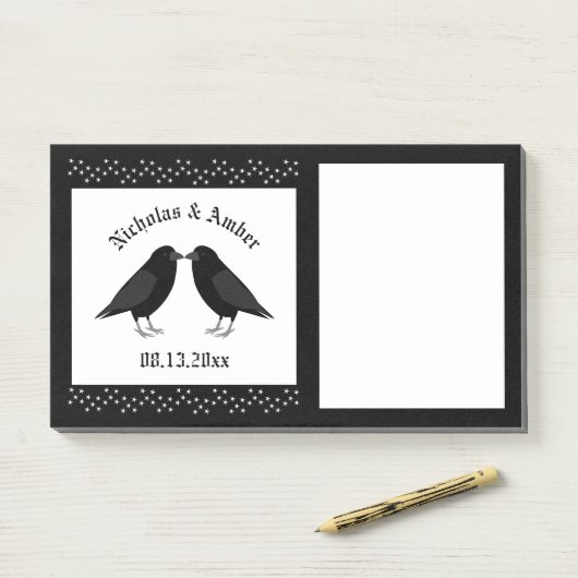 Gotische bruiloft kussen Ravens Custom Post-it® Notes (Op bureau)