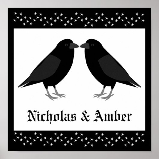 Gotische bruiloft kussen Ravens Custom Poster (Voorkant)