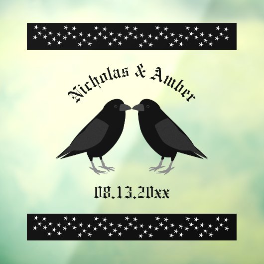 Gotische bruiloft kussen Ravens Custom Raamsticker (Vel 3)