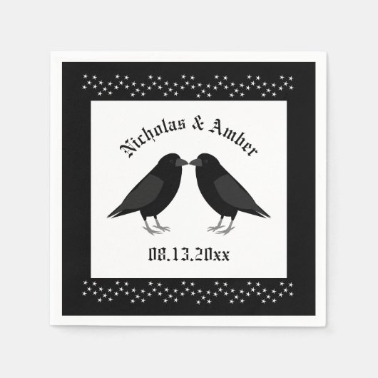 Gotische bruiloft kussen Ravens Custom Servet (Voorkant)