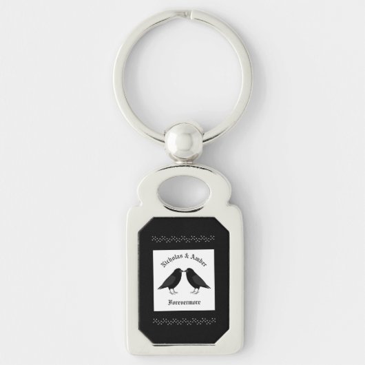 Gotische bruiloft kussen Ravens Custom Sleutelhanger (Voorkant)
