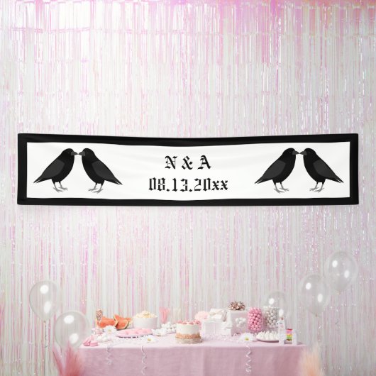 Gotische bruiloft kussen Ravens Custom Spandoek (Feest)