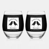 Gotische bruiloft kussen Ravens Custom Wijnglas Zonder Voet (Achterkant)