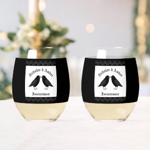 Gotische bruiloft kussen Ravens Custom Wijnglas Zonder Voet