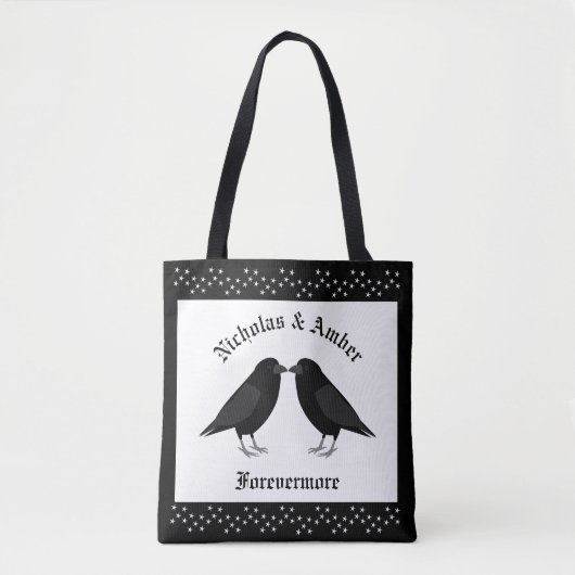 Gotische bruiloft kussen Ravens Dubbelzijdig Tote Bag (Voorkant)