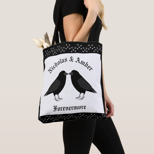 Gotische bruiloft kussen Ravens Dubbelzijdig Tote Bag (Dichtbij)