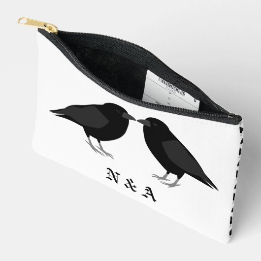 Gotische bruiloft kussen Ravens monogram Etui (Open)