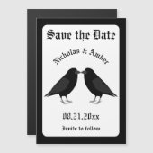 Gotische bruiloft kussen Ravens Save the Date Magnetische Uitnodiging (Voorkant / Achterkant)
