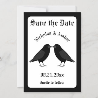 Gotische bruiloft kussen Ravens Save the Date Magnetische Uitnodiging