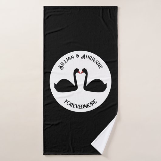 Gotische bruiloft kussen zwarte zwanen Custom Badhanddoek (Badhanddoek)
