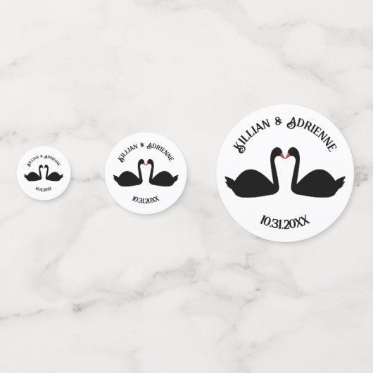 Gotische bruiloft kussen zwarte zwanen Custom Confetti (Achterkanten)