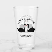 Gotische bruiloft kussen zwarte zwanen Custom Glas (Achterkant)