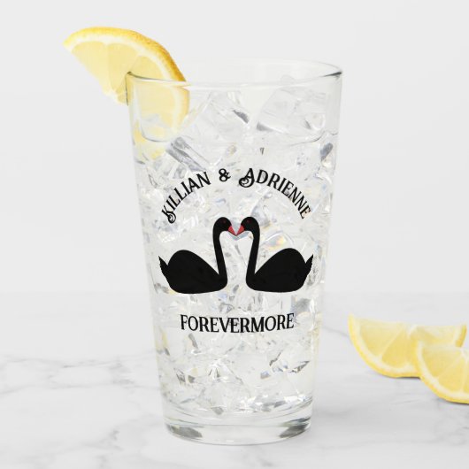 Gotische bruiloft kussen zwarte zwanen Custom Glas (Voorkant ijs)