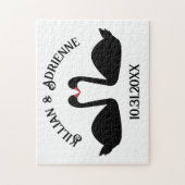 Gotische bruiloft kussen zwarte zwanen Custom Legpuzzel (Verticaal)