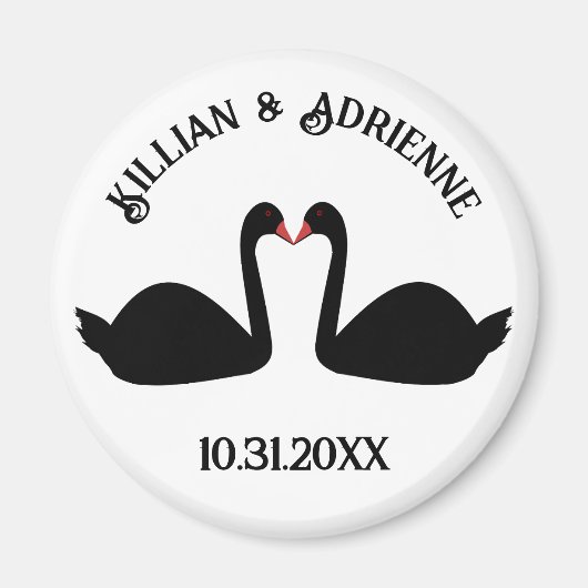 Gotische bruiloft kussen zwarte zwanen Custom Magneet (Voorkant)