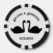Gotische bruiloft kussen zwarte zwanen Custom Poker Chips (Voorkant)