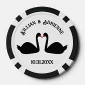 Gotische bruiloft kussen zwarte zwanen Custom Poker Chips (Achterkant)