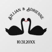 Gotische bruiloft kussen zwarte zwanen Custom Raamsticker (Vel)