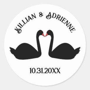 Gotische bruiloft kussen zwarte zwanen Custom Ronde Sticker