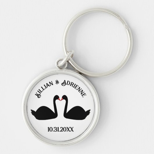 Gotische bruiloft kussen zwarte zwanen Custom Sleutelhanger (Voorkant)