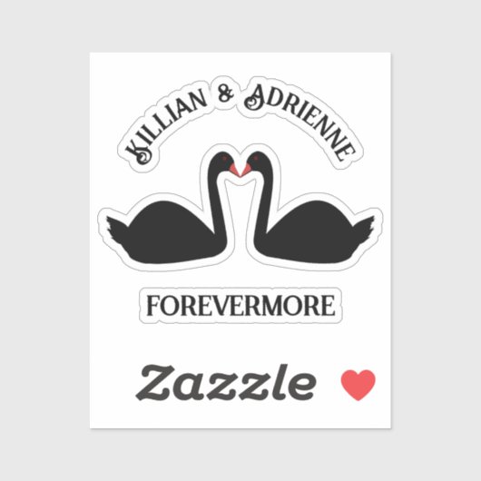Gotische bruiloft kussen zwarte zwanen Custom Sticker (Vel)