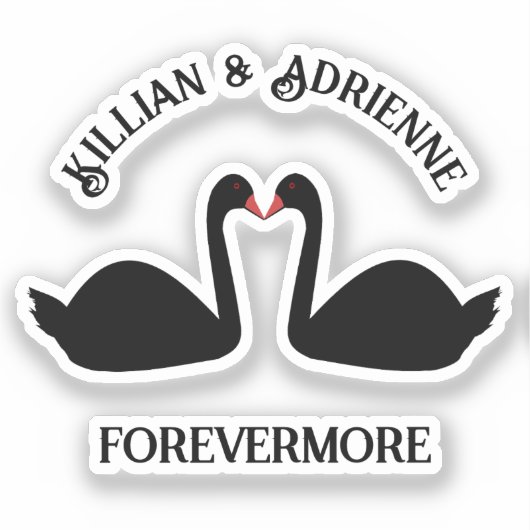Gotische bruiloft kussen zwarte zwanen Custom Sticker (Voorkant)