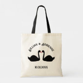 Gotische bruiloft kussen zwarte zwanen Custom Tote Bag (Achterkant)