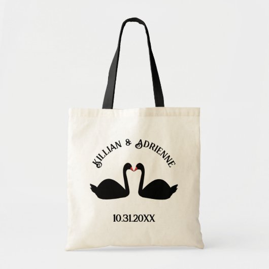 Gotische bruiloft kussen zwarte zwanen Custom Tote Bag (Voorkant)