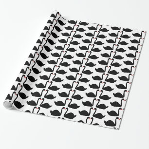 Gotische bruiloft kussen zwarte zwanen patroon cadeaupapier