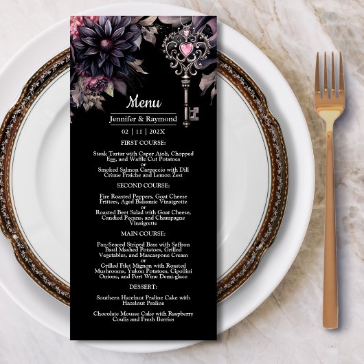 Gotische bruiloft menu Bloemen Hallobruiloft Menu