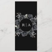 Gotische bruiloft Menu Donker Zwart Bloemen Gotisc (Achterkant)