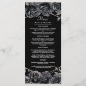 Gotische bruiloft Menu Donker Zwart Bloemen Gotisc (Voorkant)