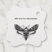 Gotische bruiloft | Moth & Lace Zwart & Wit Bedankjes Labels (Achterkant)