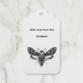 Gotische bruiloft | Moth & Lace Zwart & Wit Cadeaulabels (Achterkant)